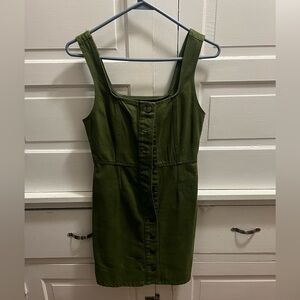 Urban Outfitters Green Sleeveless Buttoned Sheath Dress
